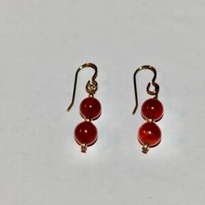 Carnelian Beaded Earrings on Gold Plated Ear Wires